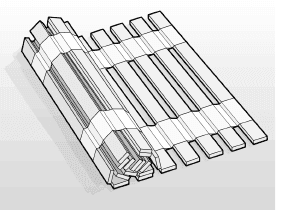 Illustration: Ein Lattenrost 90x200 starr, in Form von einem Rolllattenrost.