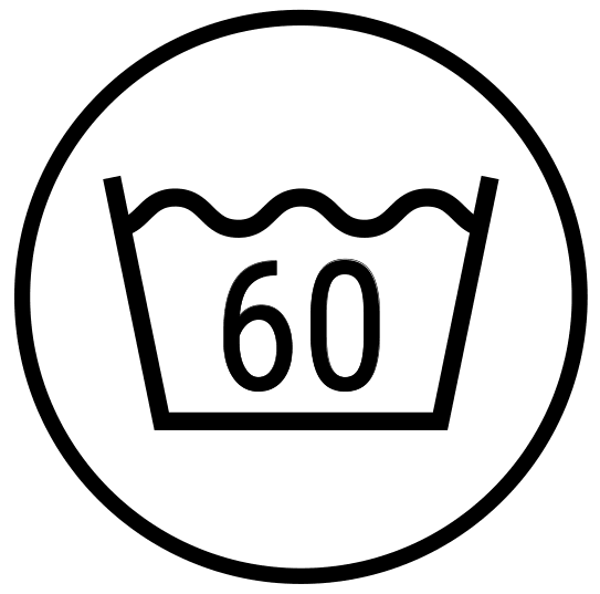 Symbol zeigt: Kopfkissen waschen bei 60 Grad möglich.