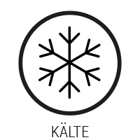 Illustration: Symboldarstellung für Kälte. In einem Kreis wird eine Eisblume abgebildet.