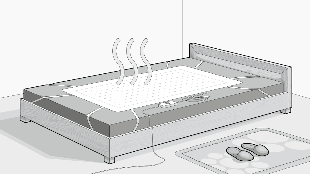 Illustration: Ein Bett mit einem Wärmeunterbett.