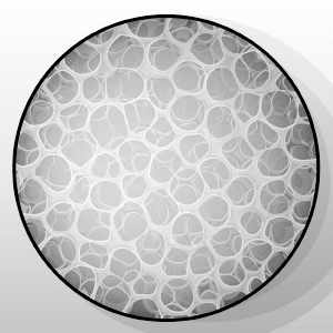 Illustration: Lupenvergrößerung der Porenstruktur von Komfortschaum.