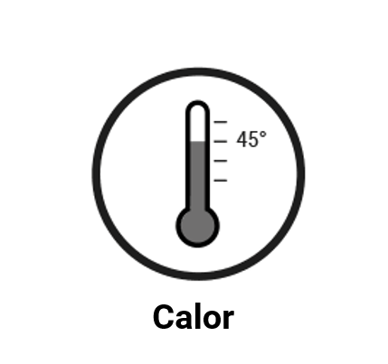 símbolo de calor 45 grados