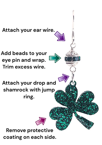 Sparkling Shamrock Earring Kit Instructions