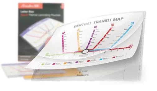laminating a transit map with a lamination pouch