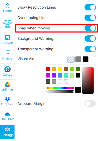 Snap when moving setting in builder