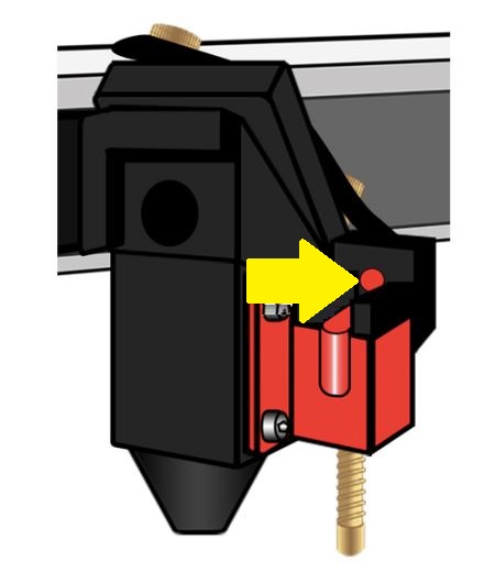 Red light on the sensor of laser head