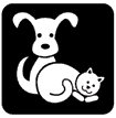 cat and dog icon on black background