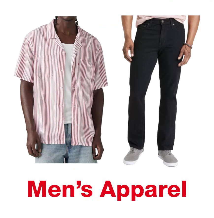 Image of 1 Pallet of Men's Apparel & Accessories, 446 Units, Ext. Retail $15,576, by Levi's, Dragon Ball Z & More, Indianapolis, IN