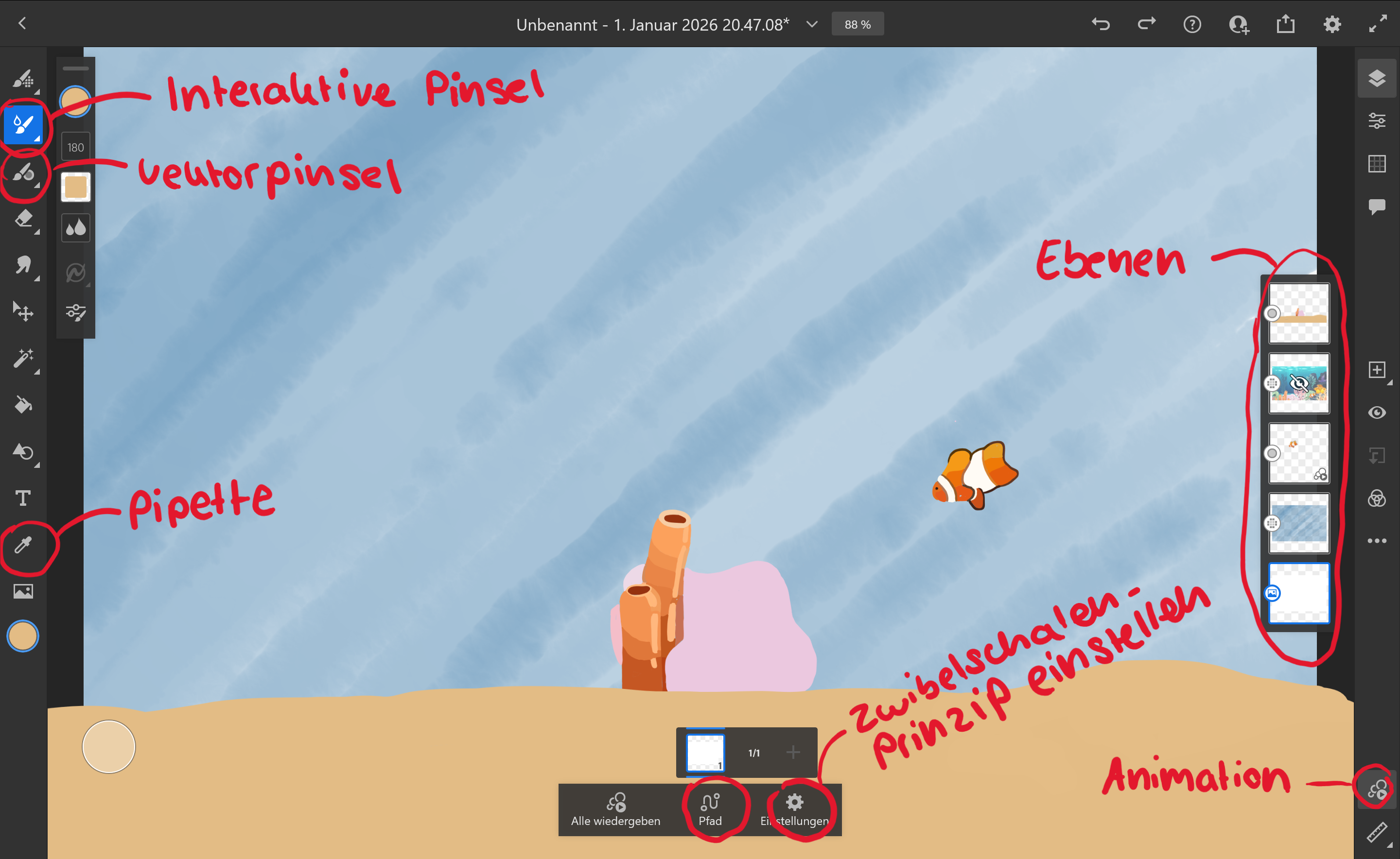 Adobe Fresco Benutzeroberfläche