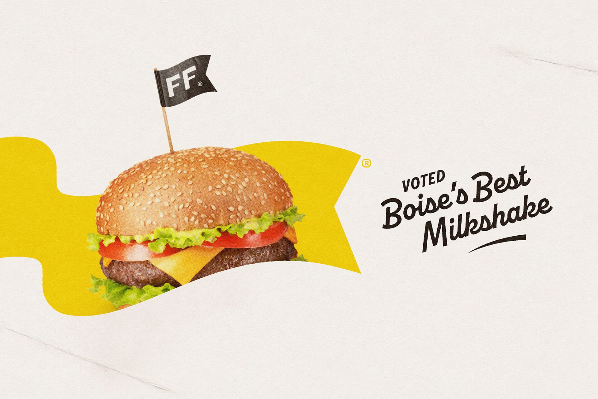 Brand lockup for Fanci Freez and Voted Best Milkshake in Boise tagline