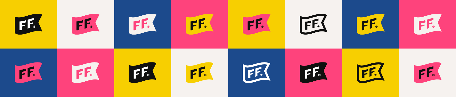 Grid of Fanci Freez FF flag logos