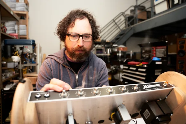 Tim Marcus at work in the Milkman Sound shop