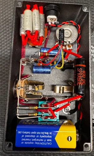 Interior of the R2R Two Knob Treble Booster — TQ Build #1337