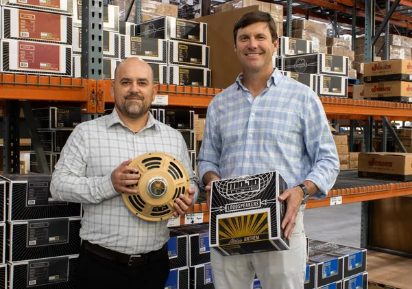 Andrew Simmons and Michael McWhorter in the Mojotone warehouse