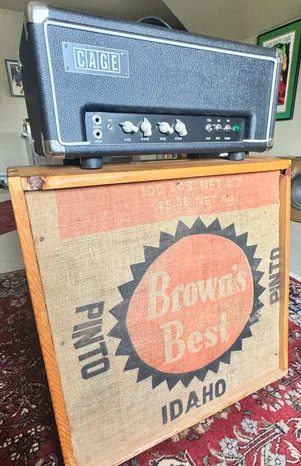 Cage 18/30 amp head sitting on the Pogreba 4x10 cabinet
