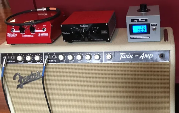 Fender Twin-Amp with Amp Maniac and Z Matcher units on top
