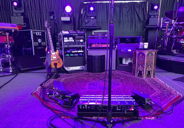 Trey's full rig setup with Languedoc guitars and Trainwreck amps