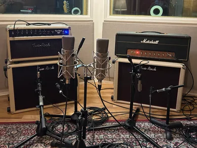 My stereo amp set up for jazz quartet.
