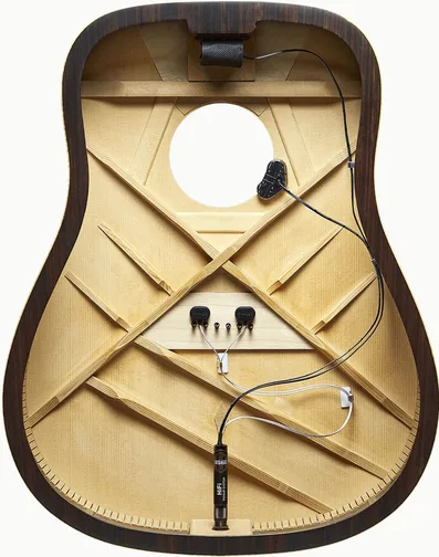 L.R. Baggs HiFi Pickup installed inside acoustic guitar