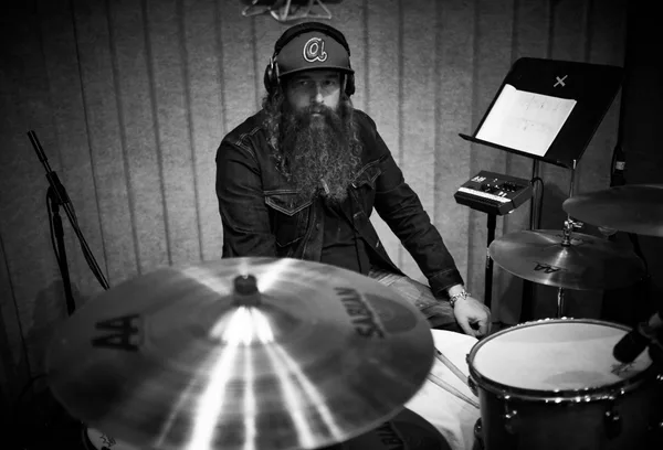 Brit Turner at the drums