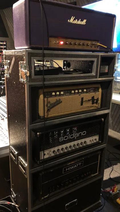 Purple Marshall and amp stack