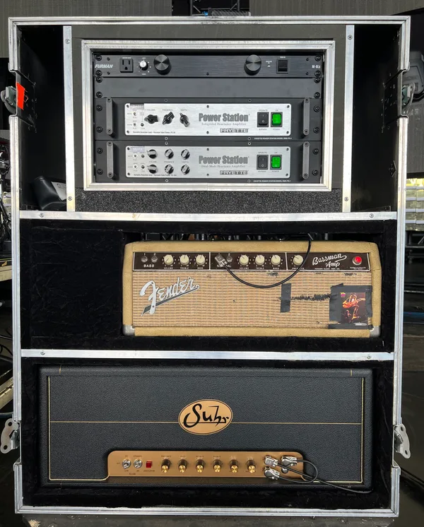 Fryettes, Blonde Bassman and Suhr in road cases