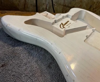 Final top coats on the Jazzmaster body