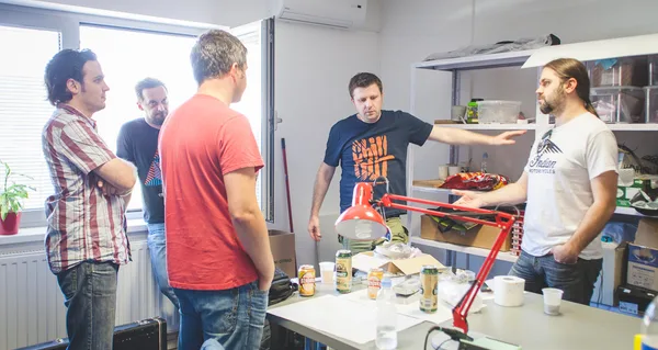 Zvonch, Kruno, Marko, Friends Borna & Miro before DryBell Team Building Party, 2014