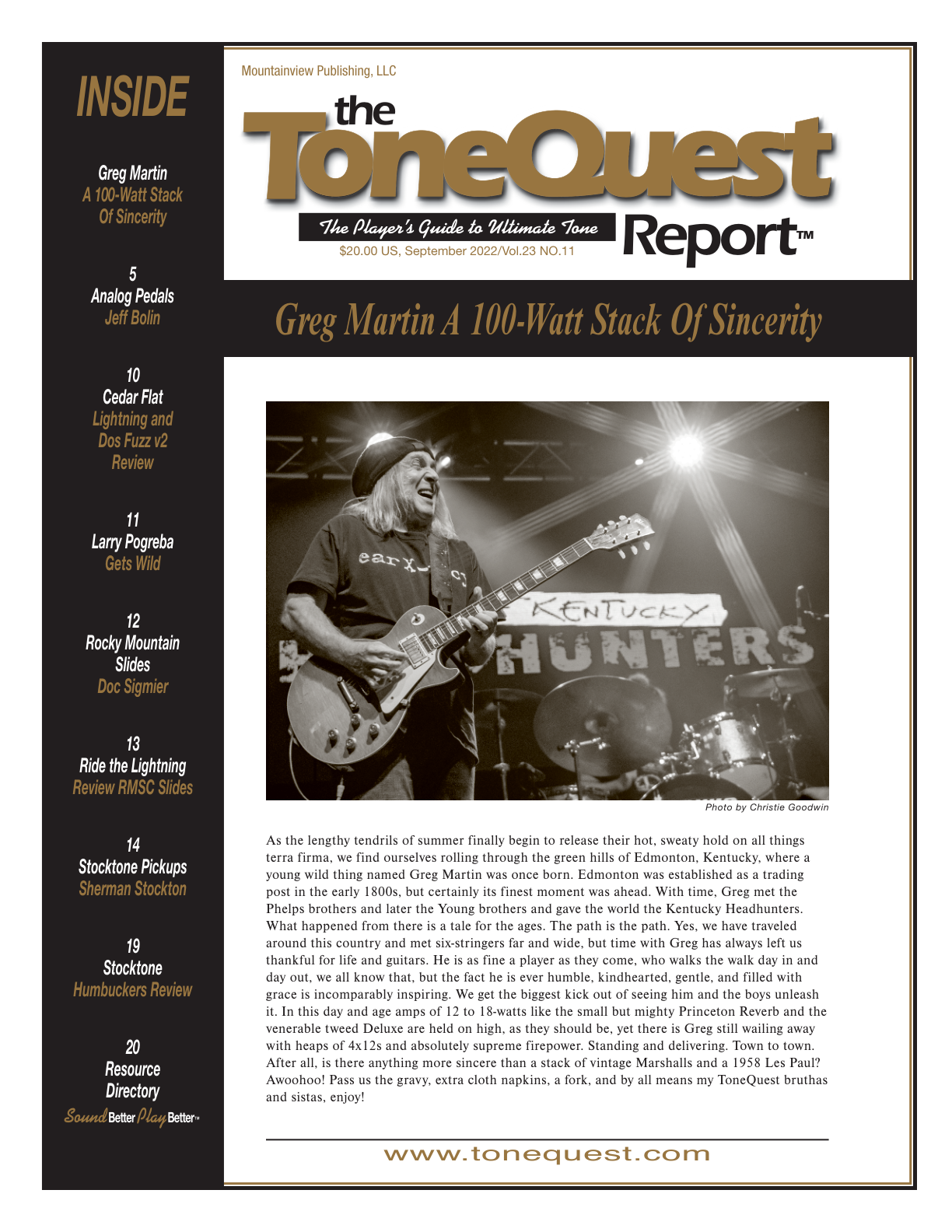 September 2022 — Greg Martin A 100-Watt Stack Of Sincerity