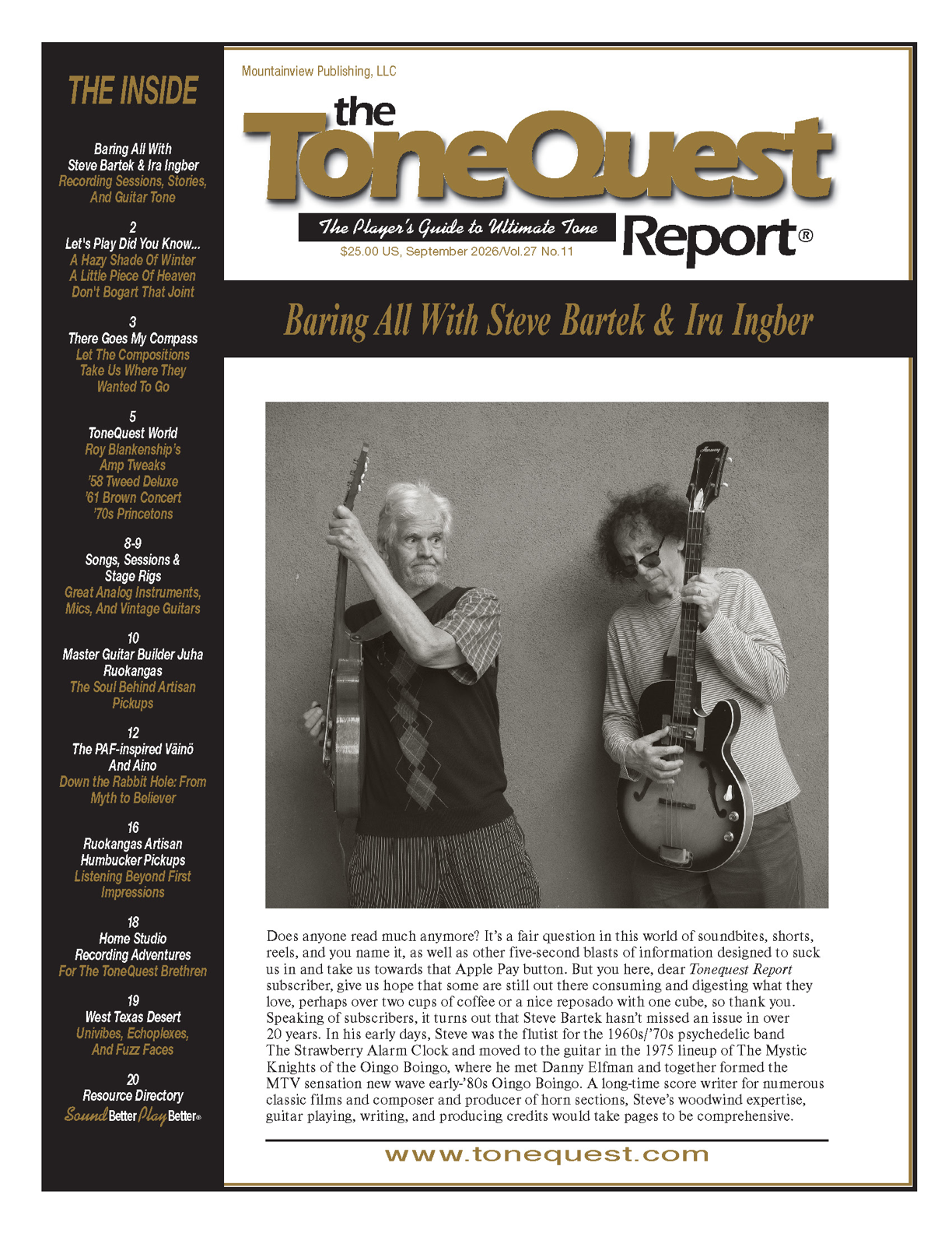 September 2026 — Baring All With Steve Bartek & Ira Ingber