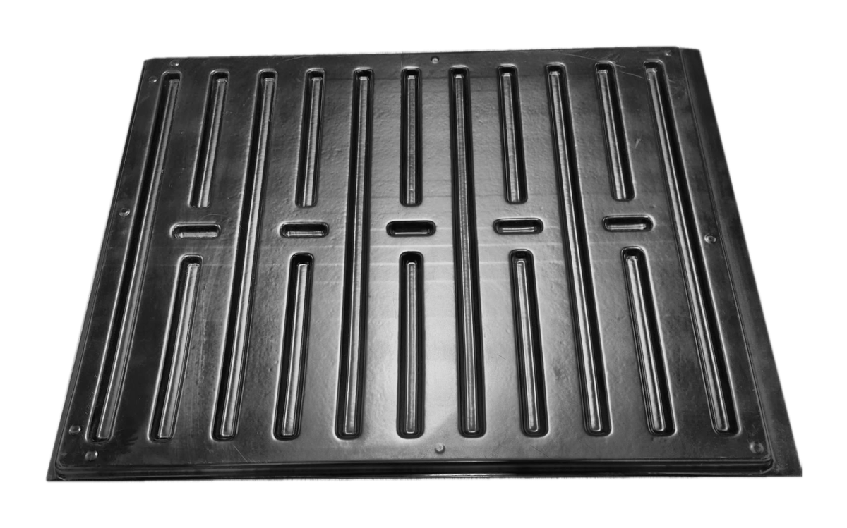 Freezer and cooler pan, 23.75 by 31.5 inches, for Hussmann glass door cases