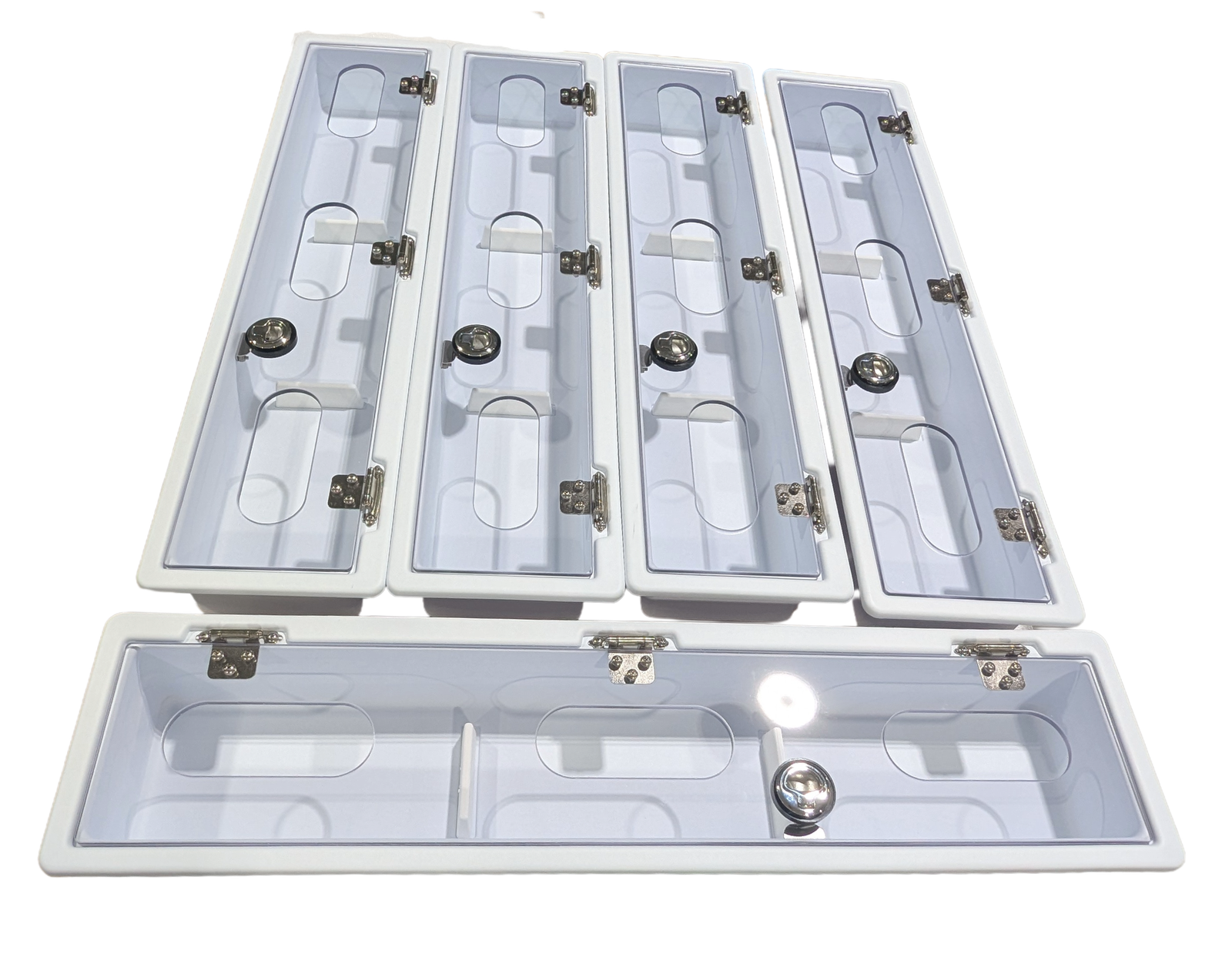 Five triple glove box deep draw pans