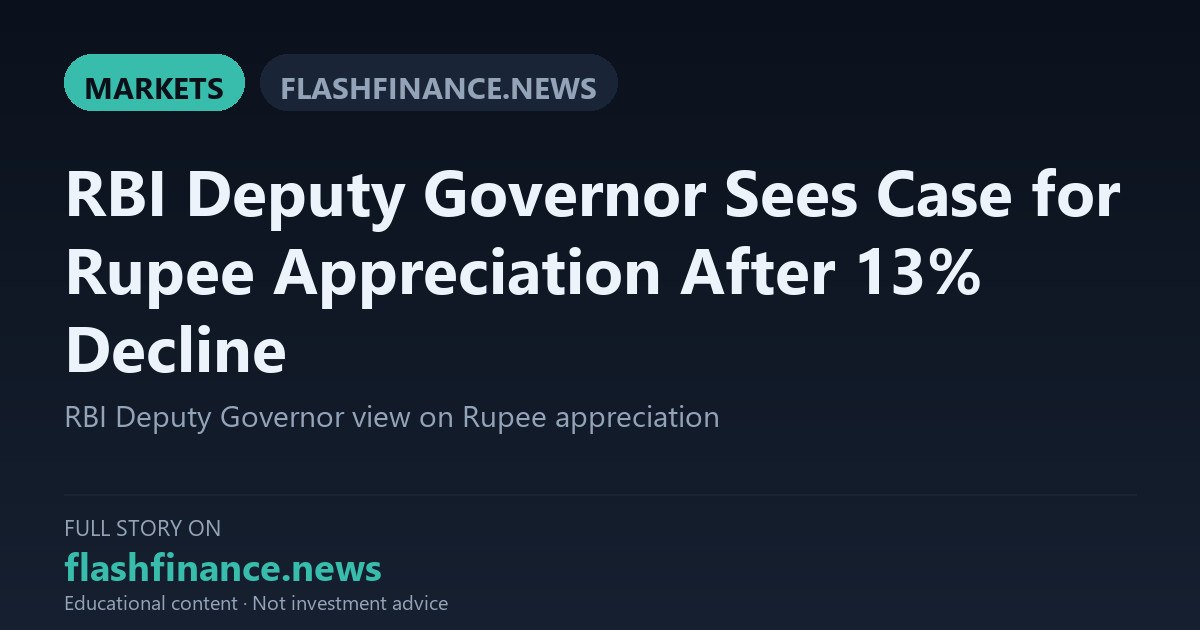 RBI Deputy Governor Poonam Gupta Sees Case for Rupee Appreciation After 13% Drop