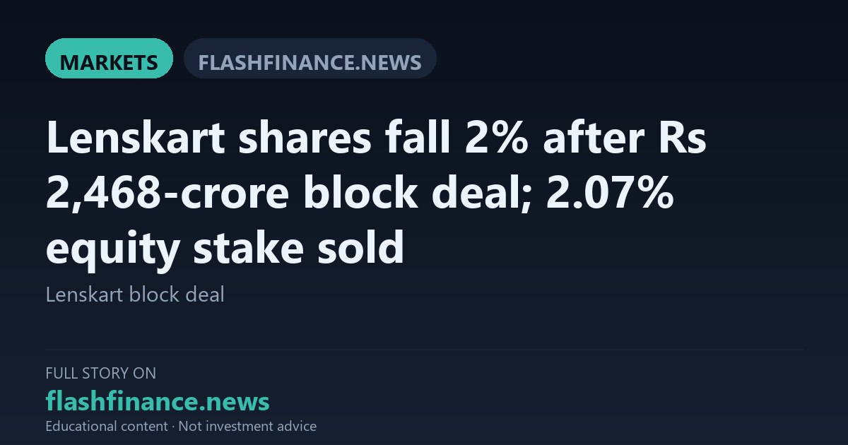 Lenskart Solutions Shares Drop Over 2% Following Rs 2,468-Crore Block Deal