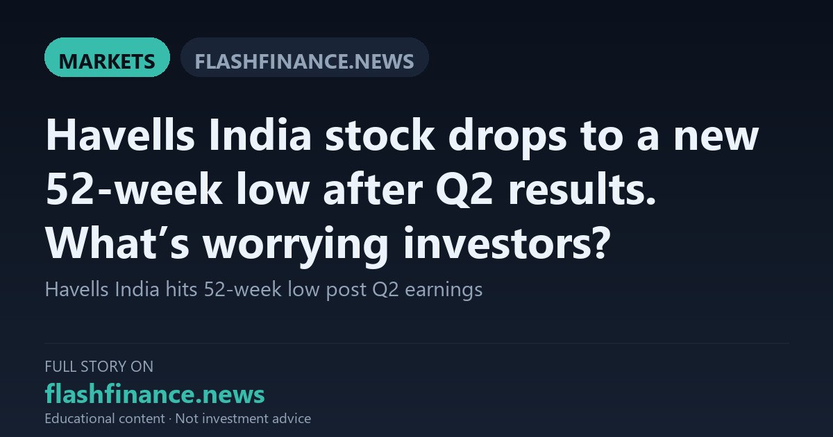 Havells India Shares Tumble to 52-Week Low of Rs 1,002.80 on Margin and Lloyd Losses
