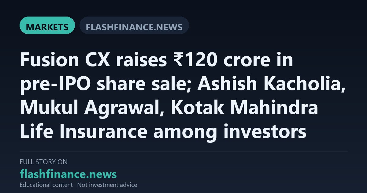 Fusion CX Secures ₹120 Crore in Pre-IPO Round from Ashish Kacholia, Mukul Agrawal, and Kotak Mahindra Life