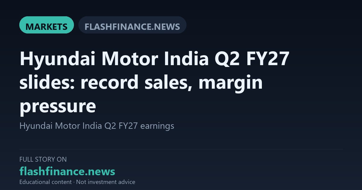 Hyundai Motor India Q2 FY27 Net Profit Drops 24% to Rs 1,196 Crore on Margin Squeeze Despite Record Revenue
