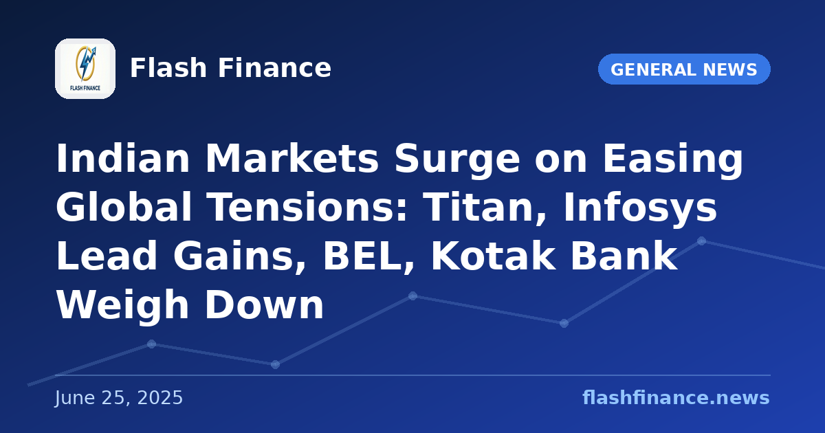 Indian Markets Surge on Easing Global Tensions: Titan, Infosys Lead Gains, BEL, Kotak Bank Weigh Down