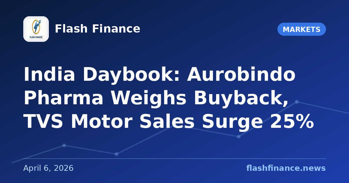 🇮🇳 India Daybook: Aurobindo Pharma Weighs Buyback, TVS Motor Sales Surge 25%