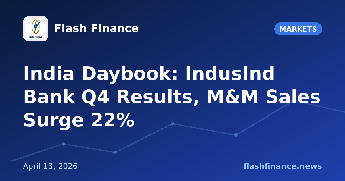 🇮🇳 India Daybook: IndusInd Bank Q4 Results, M&M Sales Surge 22%