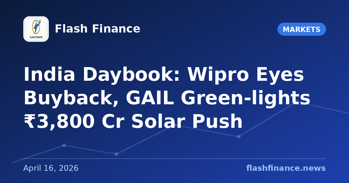 🇮🇳 India Daybook: Wipro Eyes Buyback, GAIL Green-lights ₹3,800 Cr Solar Push