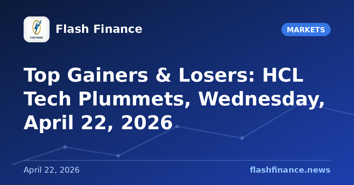 Top Gainers & Losers: HCL Tech Plummets, Wednesday, April 22, 2026