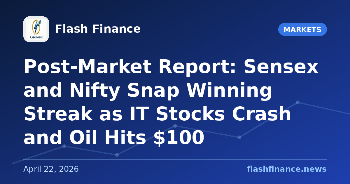 Post-Market Report: Sensex and Nifty Snap Winning Streak as IT Stocks Crash and Oil Hits $100