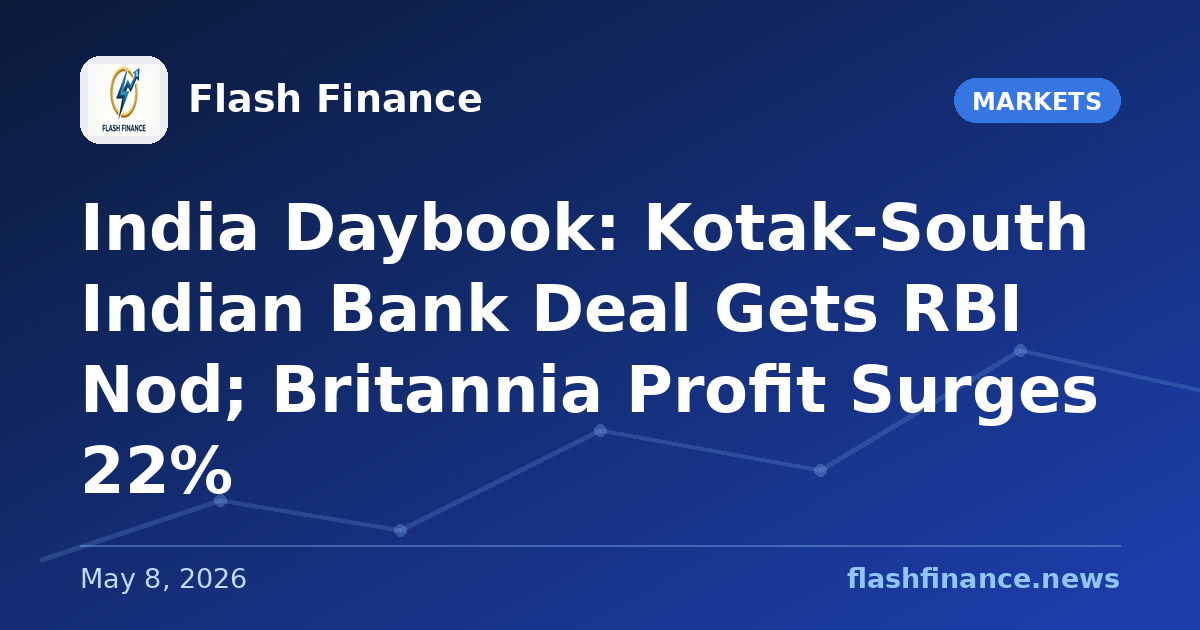 🇮🇳 India Daybook: Kotak-South Indian Bank Deal Gets RBI Nod; Britannia Profit Surges 22%