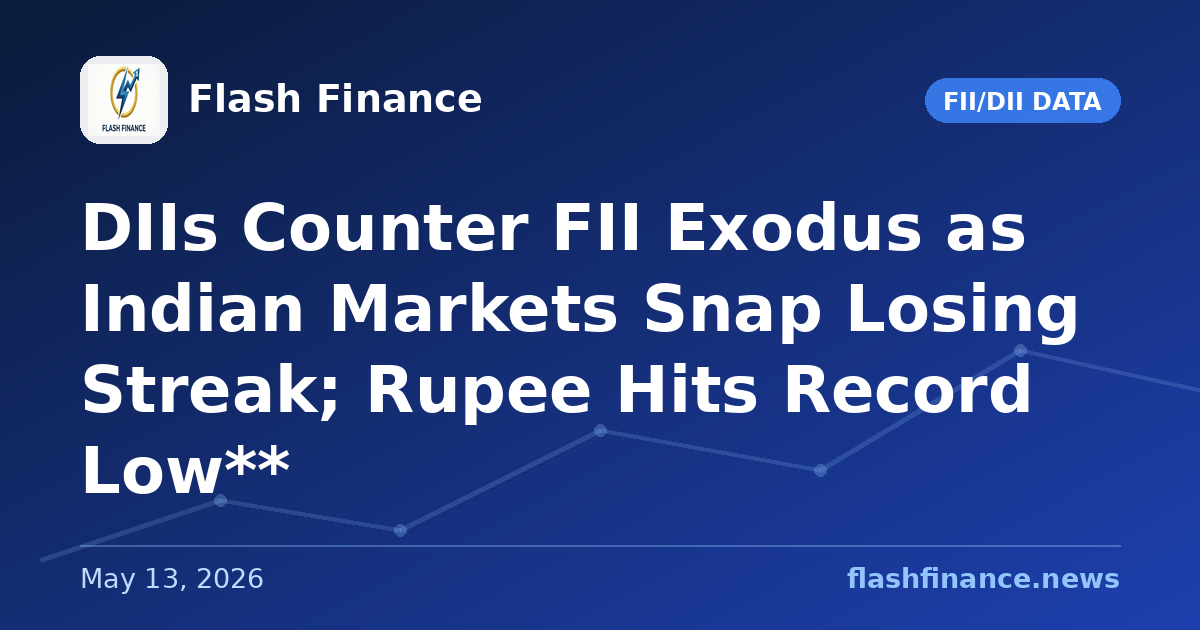 DIIs Counter FII Exodus as Indian Markets Snap Losing Streak; Rupee Hits Record Low**