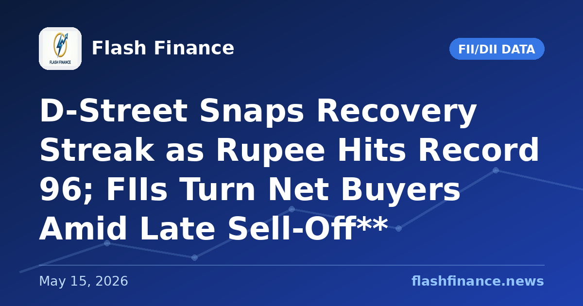 D-Street Snaps Recovery Streak as Rupee Hits Record 96; FIIs Turn Net Buyers Amid Late Sell-Off**