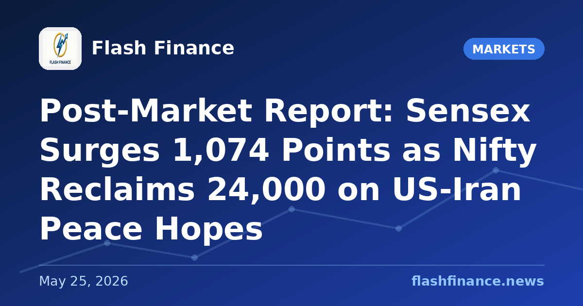Post-Market Report: Sensex Surges 1,074 Points as Nifty Reclaims 24,000 on US-Iran Peace Hopes