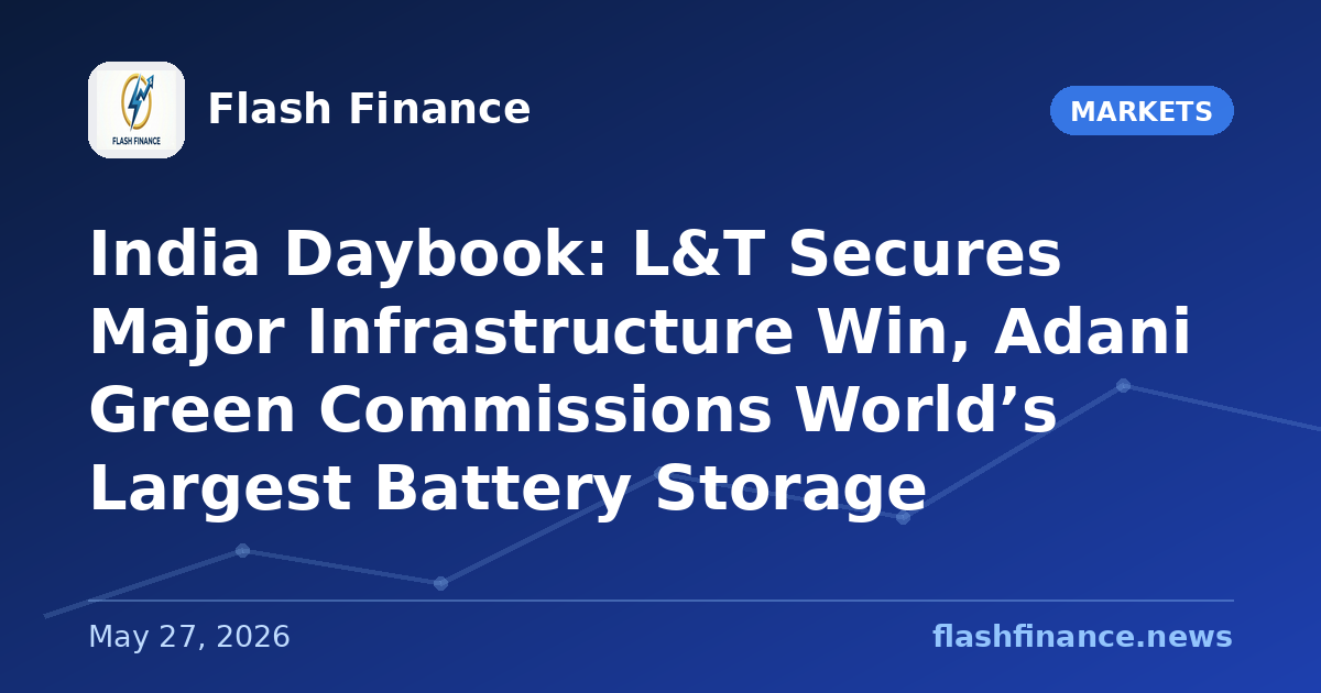🇮🇳 India Daybook: L&T Secures Major Infrastructure Win, Adani Green Commissions World’s Largest Battery Storage