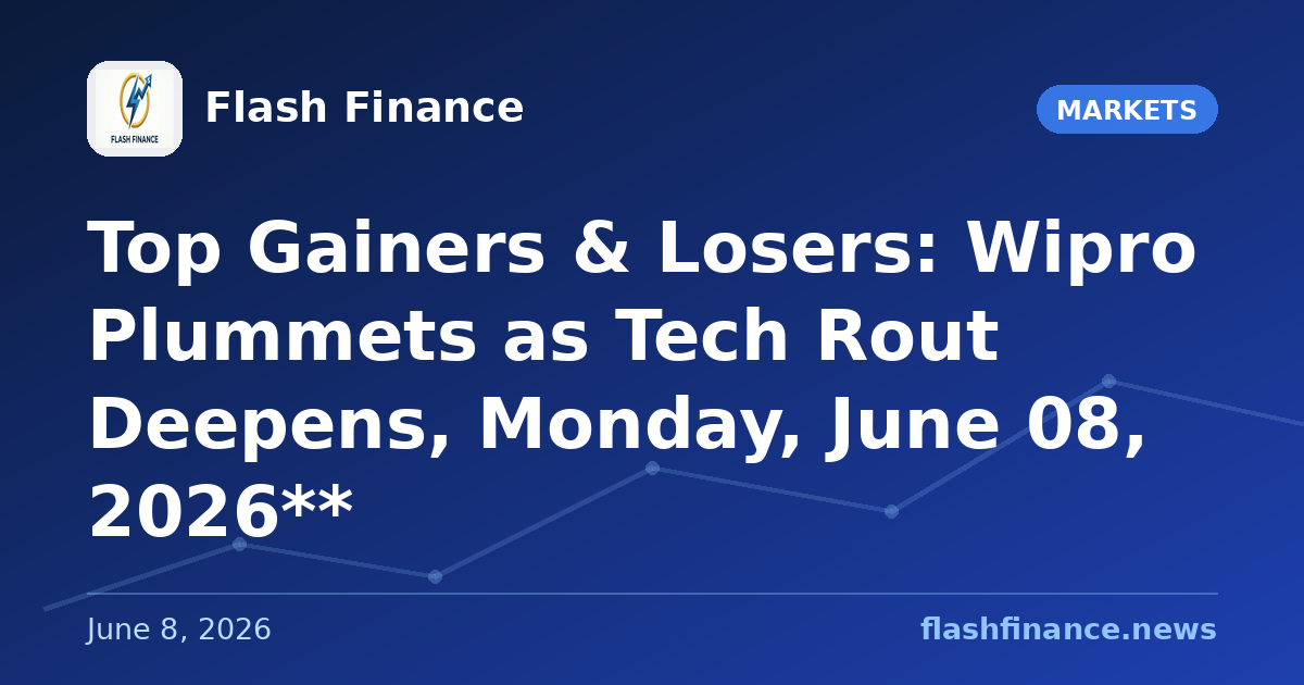 Top Gainers & Losers: Wipro Plummets as Tech Rout Deepens, Monday, June 08, 2026**