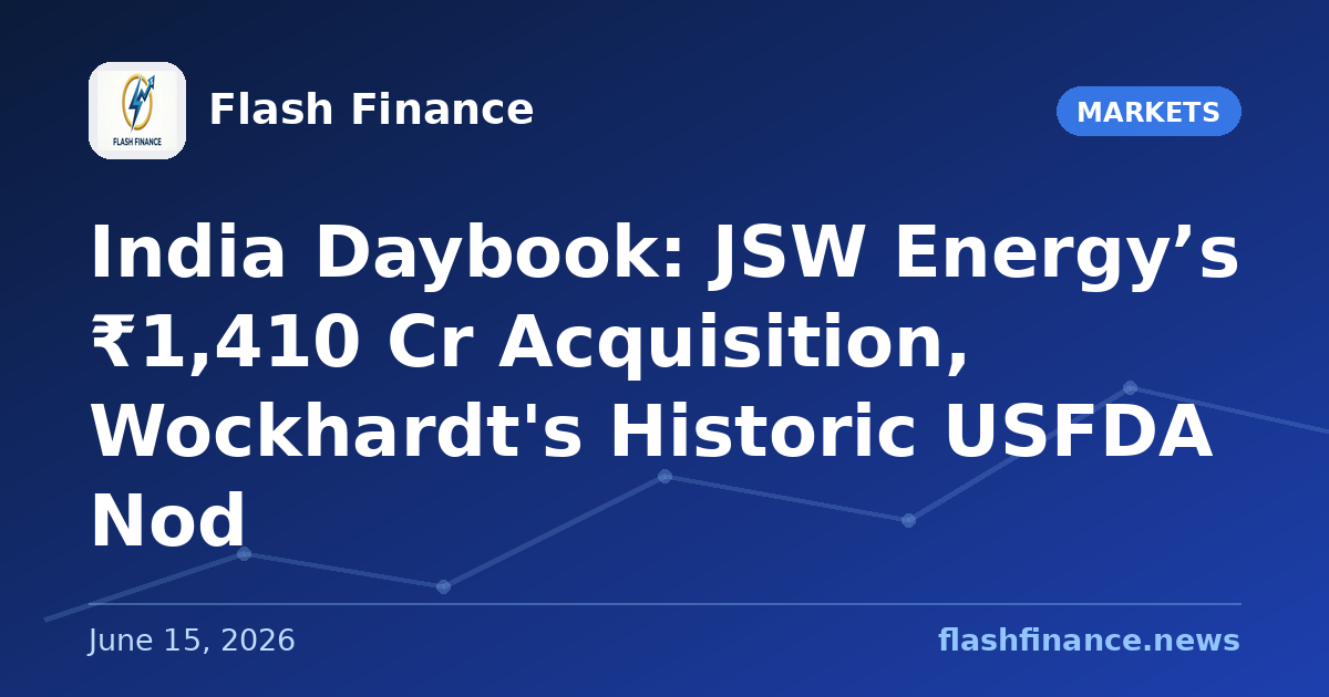 🇮🇳 India Daybook: JSW Energy’s ₹1,410 Cr Acquisition, Wockhardt's Historic USFDA Nod
